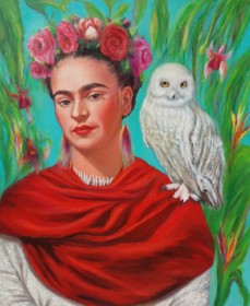 Frida mit Eule
<br>60 x 50 cm</br>
<b>VERKAUFT</b></br>